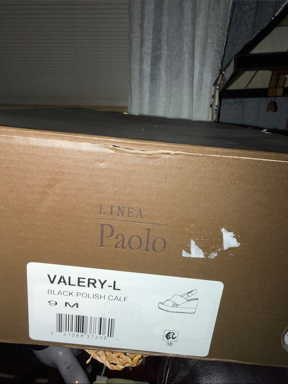 Linea Paolo Valery-L Black Leather Platform Wedge Sandals Size 9M - Picture 10 of 10